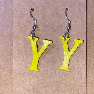 ☀️3/$12☀️ Letter “Y” Earrings with Sterling Silver Hooks. (Yellow)